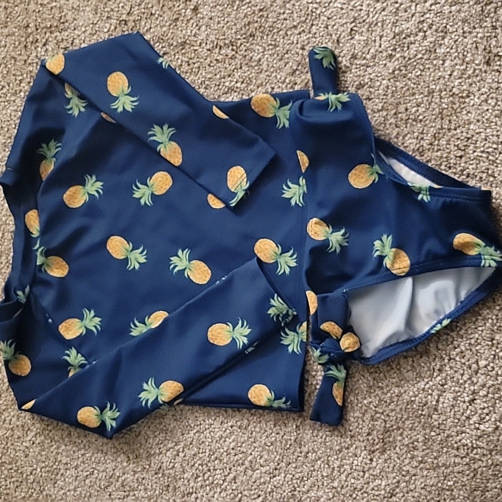 Old Navy Blue Swimsuit Set with Pineapple Design